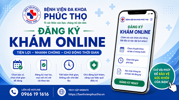 Hướng dẫn đăng ký khám trực tuyến (online) tại Bệnh viện đa khoa Phúc Thọ